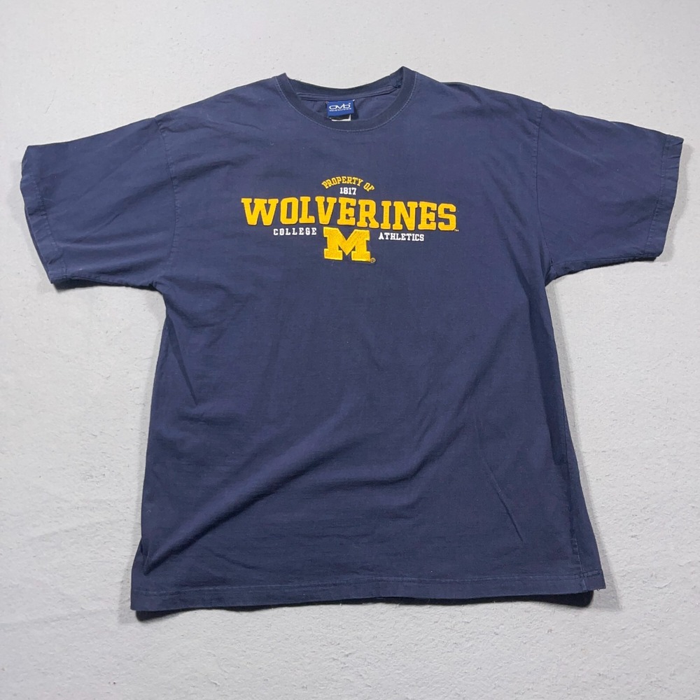 Michigan Wolverines Tee Youth XXL Regular Fit Navy Blue College Athletics 90s